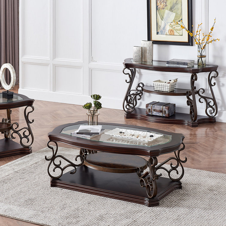 Bloomsbury Market Alfea 2 Piece Glass Top Living Room Table Set Wayfair